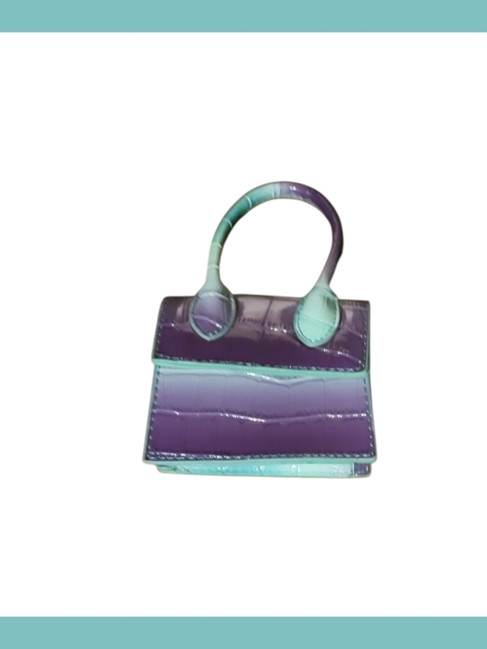 Mini Gradient Purple & Teal Patent Leather Top-Handle Bag